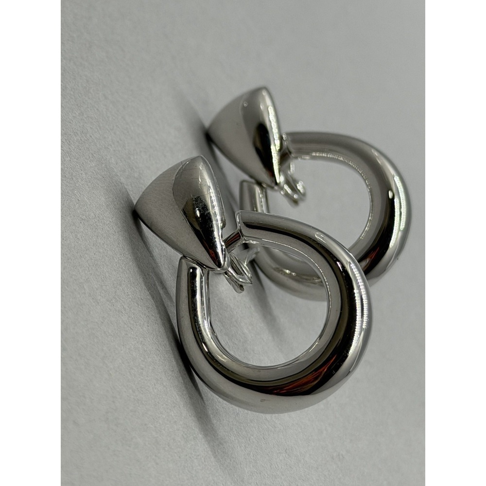 Vintage Monet Silver Tone Door Knocker High Polish Silver Tone Earrings 1.50"